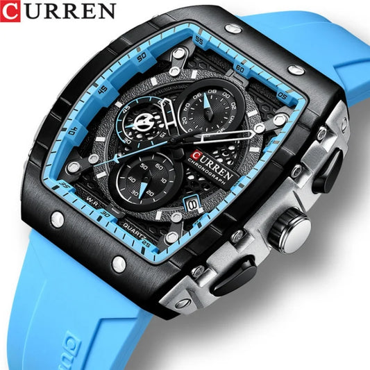 CURREN Men’s Black Leather Watch – Chronograph – Mahalti Dubai Qatar 